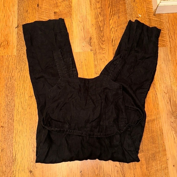 Everlane Black Coastal Linen Cropped Jump Suit With Tie Wait D6 - Picture 1 of 4